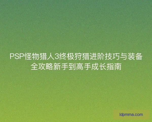 PSP怪物猎人3终极狩猎进阶技巧与装备全攻略新手到高手成长指南