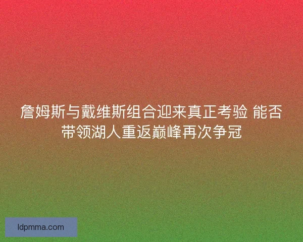 詹姆斯与戴维斯组合迎来真正考验 能否带领湖人重返巅峰再次争冠 詹姆斯与戴维斯组合迎来真正考验 能否带领湖人重返巅峰再次争冠