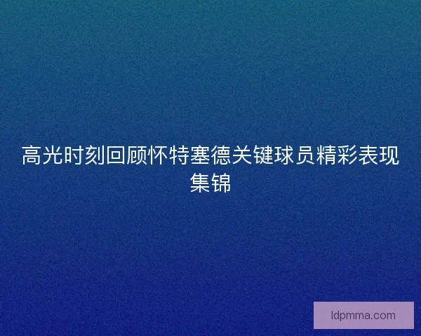 高光时刻回顾怀特塞德关键球员精彩表现集锦 高光时刻回顾怀特塞德关键球员精彩表现集锦